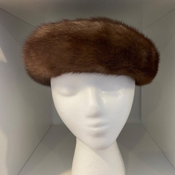 Vintage Brown Mink Fur Hat With Ribbon Tie Accent from Christine Originals - Picture 6 of 13